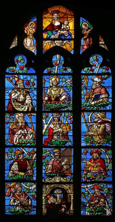 Window depicting the Tree of Jesse (mostly modern) by French School